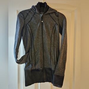 Lululemon 4 Daily Practice JacketHeathered Herringbone Heathered Black Black EUC